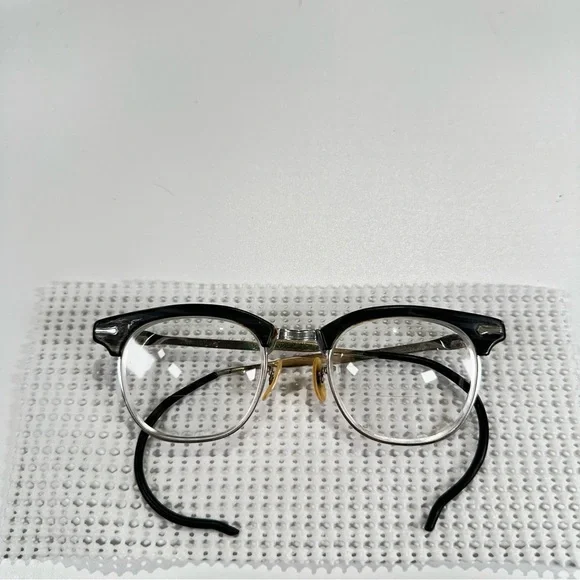 Shuron Vintage Browline Eyeglasses Black Metal Frame - Picture 2 of 12